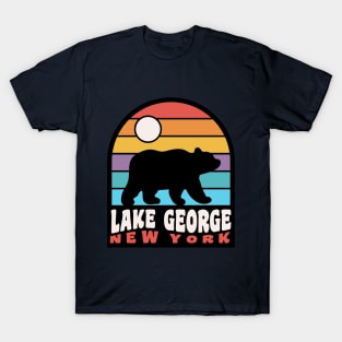 Lake George New York Adirondack Mountains Bear Badge T-Shirt